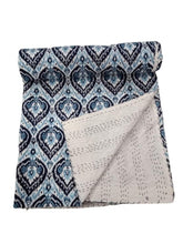 Indische Baumwolle Blumendruck Kantha Quilt Bettwäsche Überwurf Sofaüberwurf Tagesdecke Queen Size Handgemacht Vintage Decke Gudri